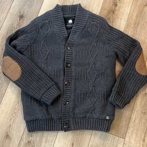 American Stitch Cable Knit Cardigan Sweater with Elbow Patches and Pockets